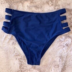 Skekini navy blue high waist strappy side bikini bottoms beach pool swim Small​​